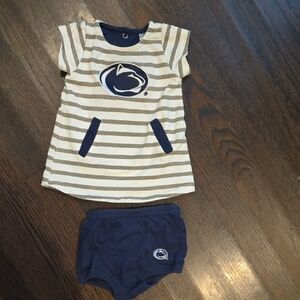Penn State Striped Navy and White Kids Casual Dress Set